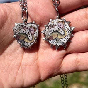 Featherborn Pendant: Medieval Woman-Bird Charm with Art Print