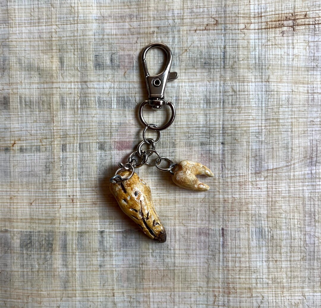 Medieval Style Tooth and Skull Clay Keyring - Witchy Whimsigoth ...