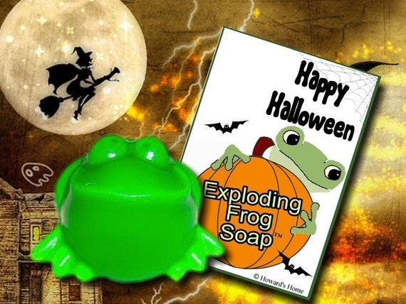 Halloween Soaps with Halloween Gift Tags - Exploding Frog Soaps - Set of 15 individually wrapped with halloween gift tags Il_570xn