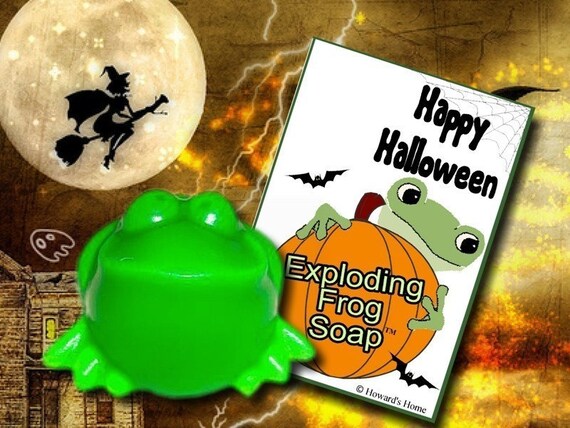 Halloween Soap - Exploding Frog Soaps with Halloween Card Tags Attached - 10 Individual Soaps Il_570xn