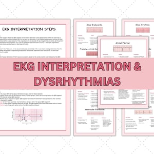 EKG Interpretation Studienführer, EKG Arrhythmien Spickzettel, Pflegehinweise, EKG, Studienhinweise für Pflegeschüler, Med Surg Hinweise, Krankenschwester Studie