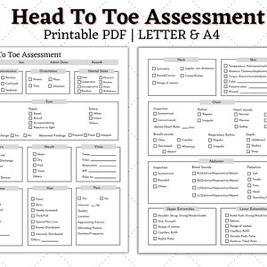Head to Toe Assessment Nursing Template | Nursing Guide | Health Assessment Class | Nursing Student Study Guide | Nurse Notes