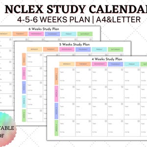 NCLEX Study Plan Calendar | NCLEX Study Guide | NCLEX Study Schedule | Printable Pdf | Instant Download