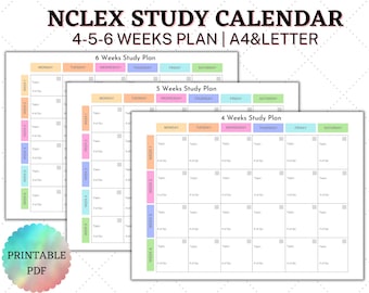 NCLEX Study Plan Calendar | NCLEX Study Guide | NCLEX Study Schedule | Printable Pdf | Instant Download