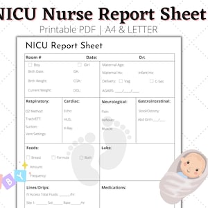 Hoja de informe de enfermería de la UCIN: Transferencia de enfermería neonatal (PDF imprimible)