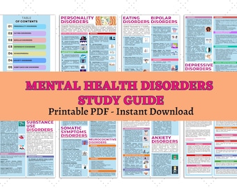 Psychiatric Mental Health Study Guide, PMHNP, Mental Health Disorders Bundle, Nursing Notes, Nursing Study Guide, Nursing School Notes