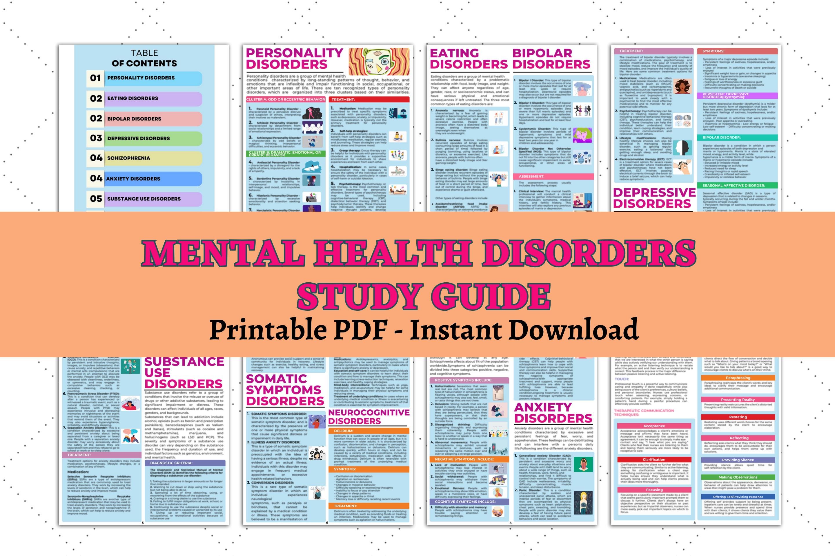 Psychiatric Mental Health Study Guide, PMHNP, Mental Health Disorders ...