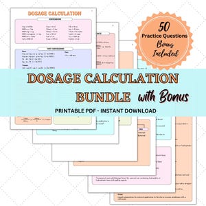 Nursing Dosage Calculation Bundle | Nursing Math Worksheets | Medical School Study Guide | Digital Pharmacology Printable | NCLEX Prep Tools