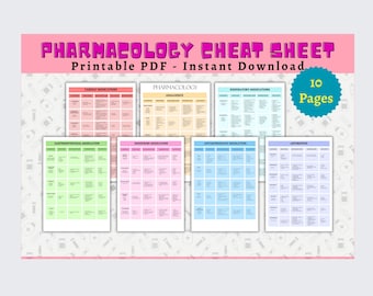 Pharmacology Cheat Sheet Bundle: NCLEX Nursing Study Guide (instant ...
