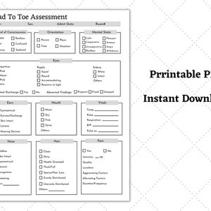 Head to Toe Assessment Nursing Template | Nursing Guide | Health ...