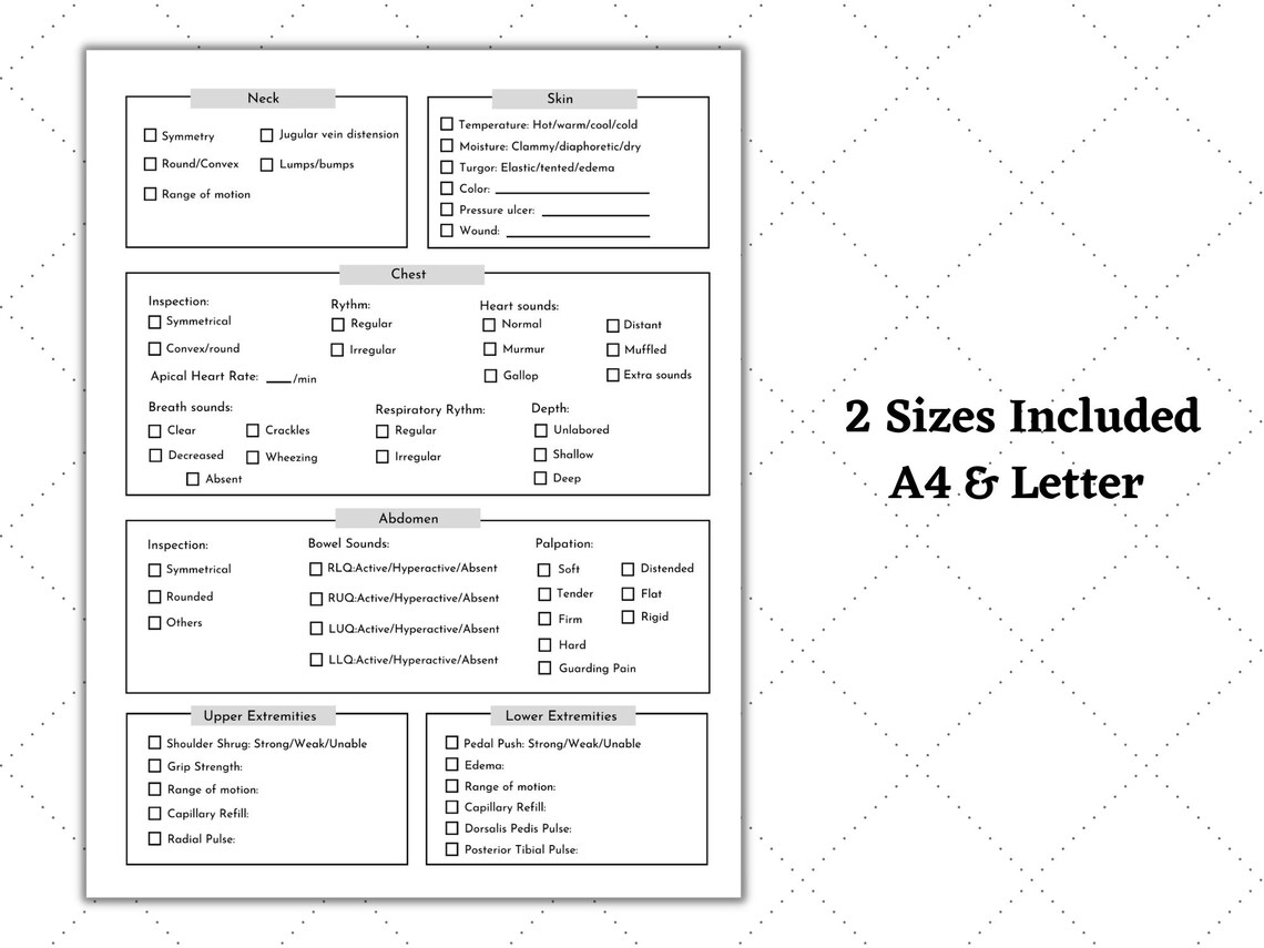 Head to Toe Assessment Nursing Template | Nursing Guide | Health ...