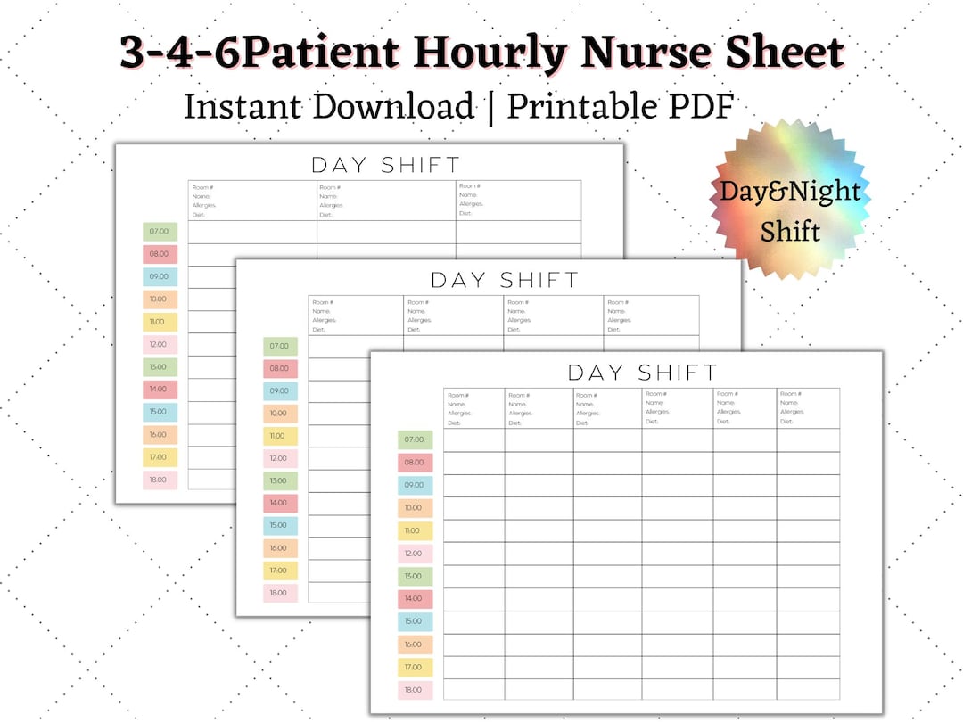 Hourly Report.pdf Nurse Report Sheet: Hourly Patient Tracker, Day & Night Shift ...