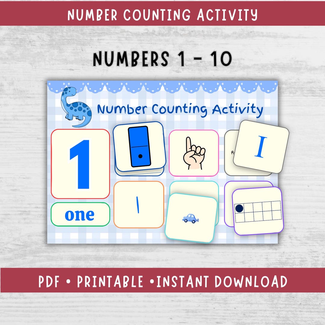 Number Counting Blue Montessori Educational Preschool Learning ...