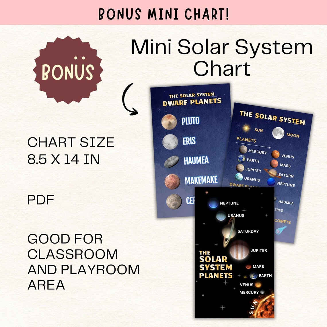 20 Solar System Flashcards Printable, Space Vocabulary Card for Kids ...