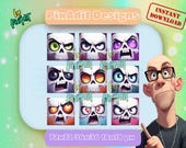 Skull Badge Pack | 9 Cartoon Schedel Twitch Badges | Horror Gaming Sub Beloningen | Directe Download | 72x72 PNG
