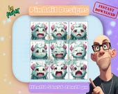Schattig Monster Emote Pack | 9 Anime Chibi Twitch & Discord Emotes | Streamer Expressie Set | Directe Download | 112x112 PNG
