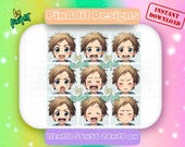 Anime Jongen Emote Pack | 9 Schattige Chibi Twitch & Discord Emotes | Streamer Expressie Set | Directe Download | 112x112 PNG