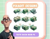 Money Stack Badge Pack | 9 Progressieve Geldstapel Twitch Badges | Sub of Kanaalpunten Beloningen | Directe Download | 72x72 PNG