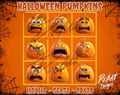Halloween Pompoen Emotes – 9x Twitch Emotes in 3 formaten – Grappige en boze pompoengezichten – Instant Download