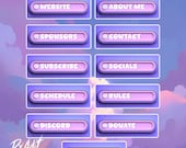 Etsy shop 22 Twitch Panels Roze 3D – 11x Panels in Pastel Pink – Stream Overlay Labels – 320x120px