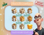 Gift Sub Badge Pack | 9 Luxe Gouden Cadeaubox Badges met Progressie | Twitch Streamer Sub Beloningen | Directe Download | 72x72 PNG
