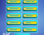 Etsy shop 25 Twitch Panels Geel 3D – 11x Stream Buttons in Cartoonstijl – 320x120px PNG