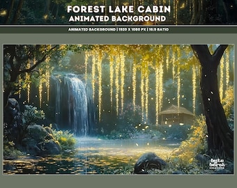 Animated Cottagecore Cabin Stream Background: Forest Lake (MP4 Digital Download)