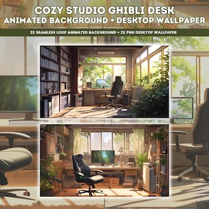 Cozy Animated Background Cottagecore Desktop Wallpaper Studio Ghibli-Inspired Lofi Background for Desk Study YouTube Vtuber Twitch Stream