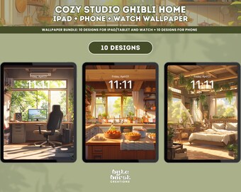 Cozy Studio Ghibli Cottagecore iPad and Tablet Wallpaper Aesthetic Anime Digital Art Kawaii Lofi Whimsical Background Cottagecore Home