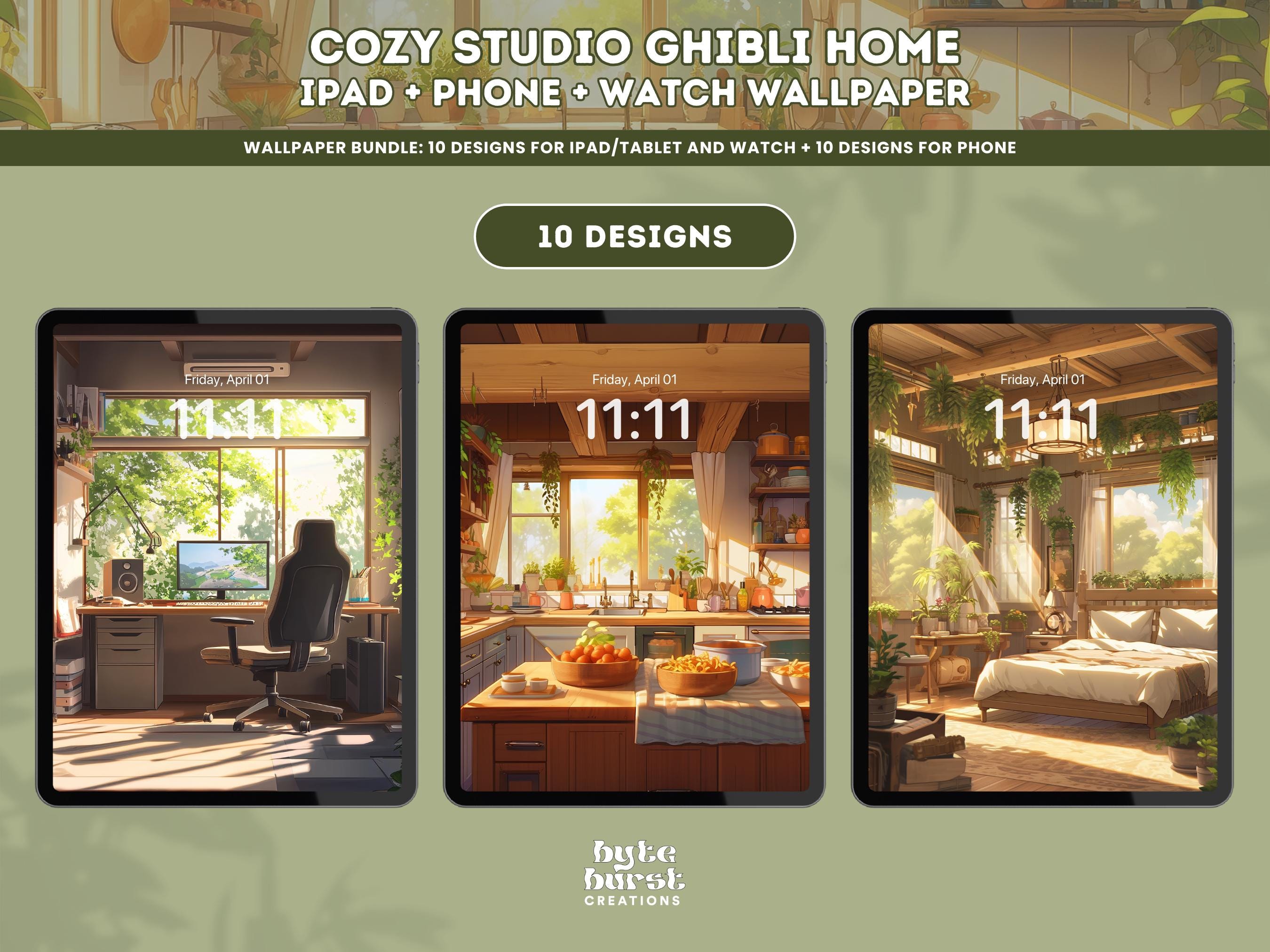 Cozy Studio Ghibli Cottagecore iPad and Tablet Wallpaper Aesthetic Anime Digital Art Kawaii Lofi Whimsical Background Cottagecore Home