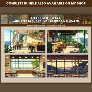 Lofi Cliffside Cafe Animated Background - Vtuber Stream Scene (digital ...