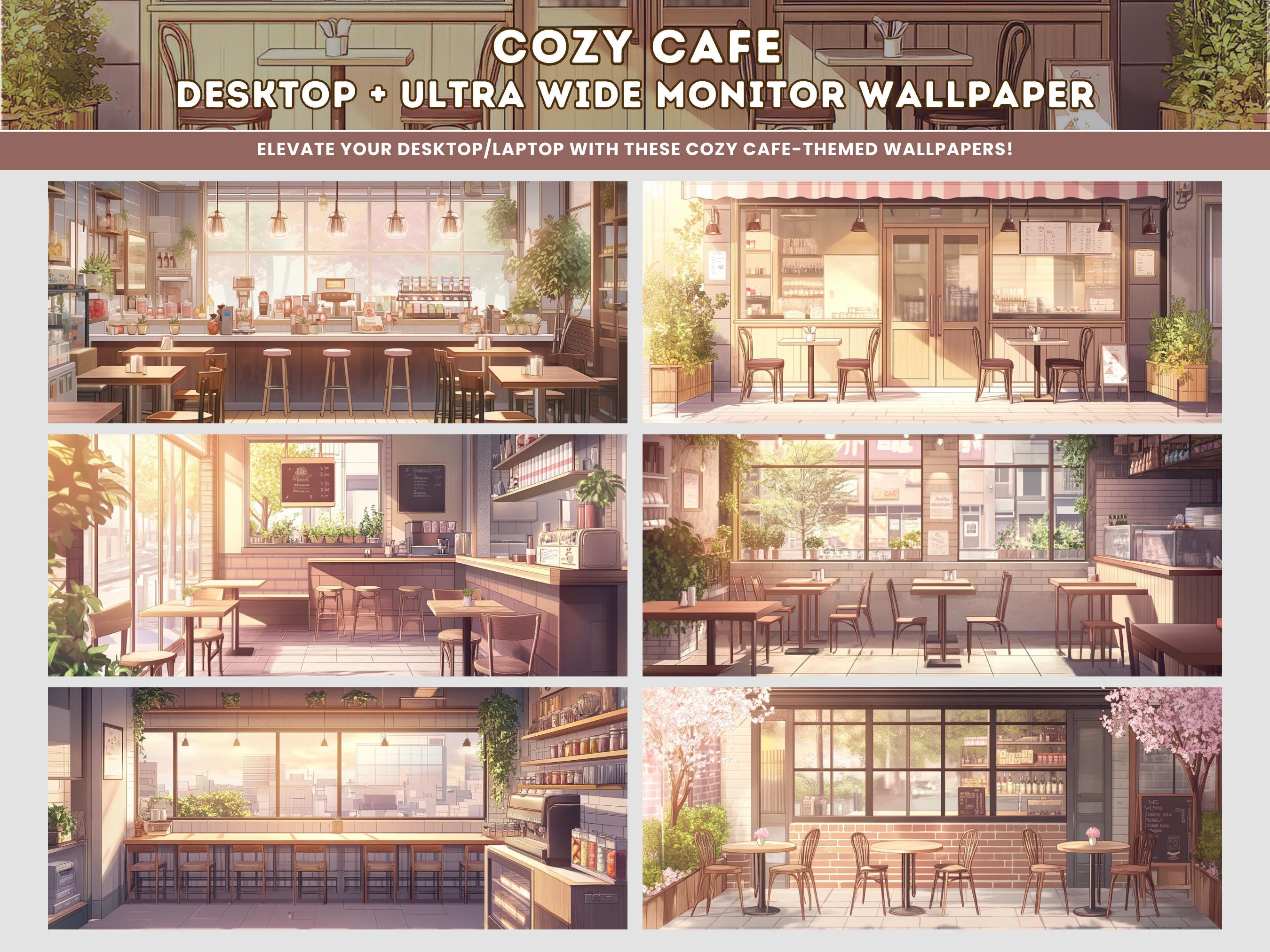 Ghibli Aesthetic Cafe Wallpaper Cozy Lofi Desktop Background Ultra-wide ...