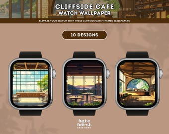 Cliffside Cafe Watch Wallpaper | Cottagecore Lofi (Digital Download)