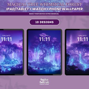 Albero magico Foresta stravagante iPad e sfondo per tablet Estetica Anime Arte digitale Fantasy Accogliente Fantasy Lofi Sfondo per gli amanti della natura