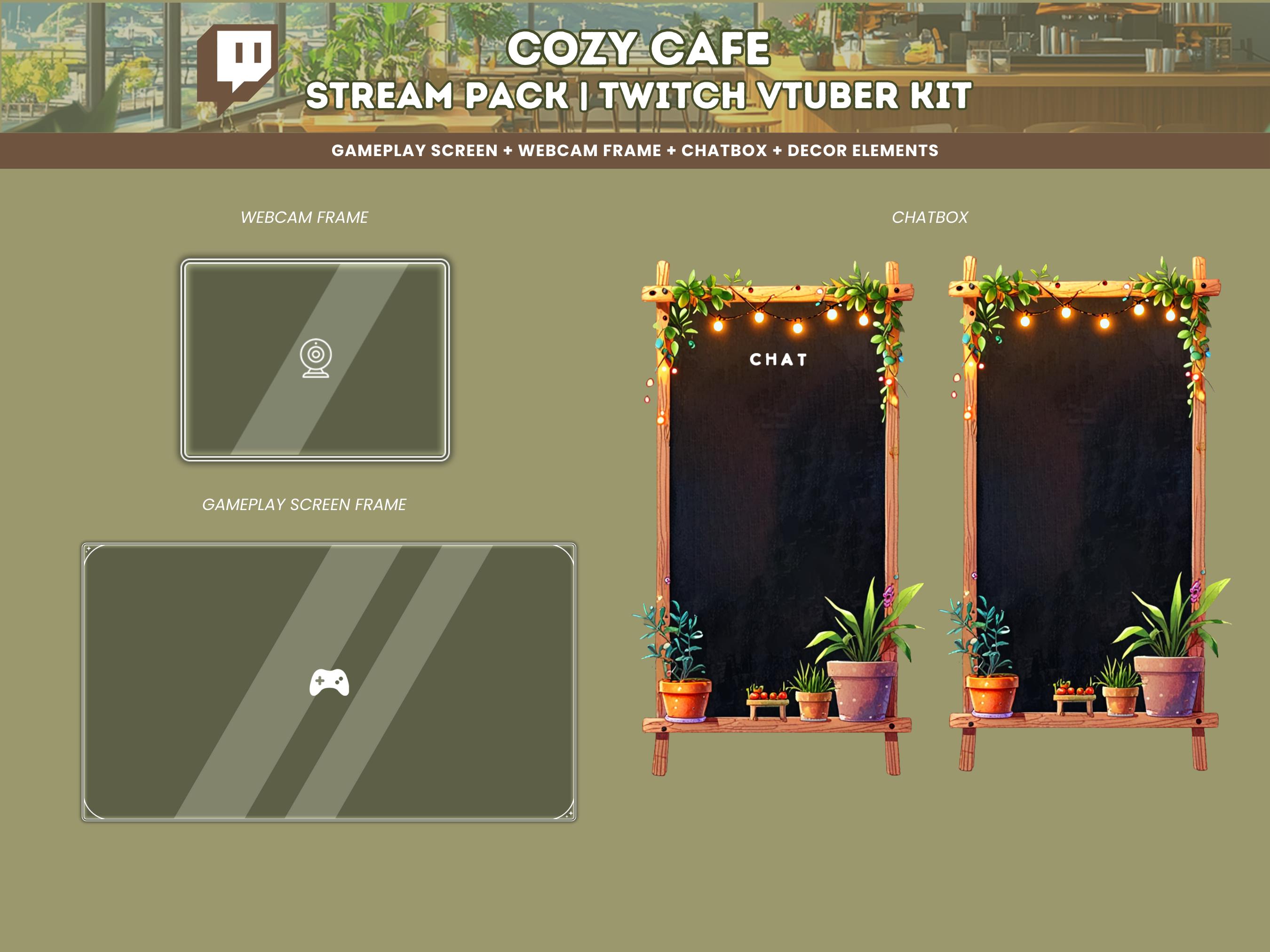 Cozy Modern Cafe Twitch Stream Pack Anime Vtuber Overlay Lofi Animated ...