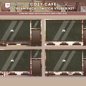 Peut inclure: Quatre mod&egrave;les de superposition Twitch pour les streamers et les VTubers. Les superpositions pr&eacute;sentent un th&egrave;me de caf&eacute; confortable avec un sch&eacute;ma de couleurs brun et vert. Chaque superposition comprend une grande zone d'&eacute;cran, une fen&ecirc;tre de chat et un espace pour les alertes. Les superpositions sont con&ccedil;ues pour un rapport d'aspect 16:9.