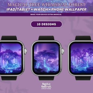 Albero magico Foresta stravagante Orologio Sfondo Estetico Anime Arte digitale per Smartwatch Fantasy Lofi Accogliente Sfondo per dispositivi indossabili
