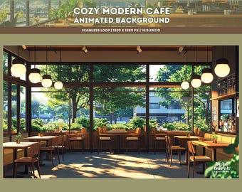 Lofi Coffee Shop アニメーション背景：居心地の良い VTuber Twitch オーバーレイ（デジタルダウンロード）