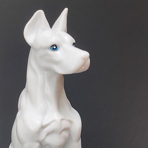 Vintage White Porcelain Great Dane Dog Figurine - 7&quot; Tall - 1980s Japan - Rare Find - Vintage Collection - Dog Lovers - Vintage Gift