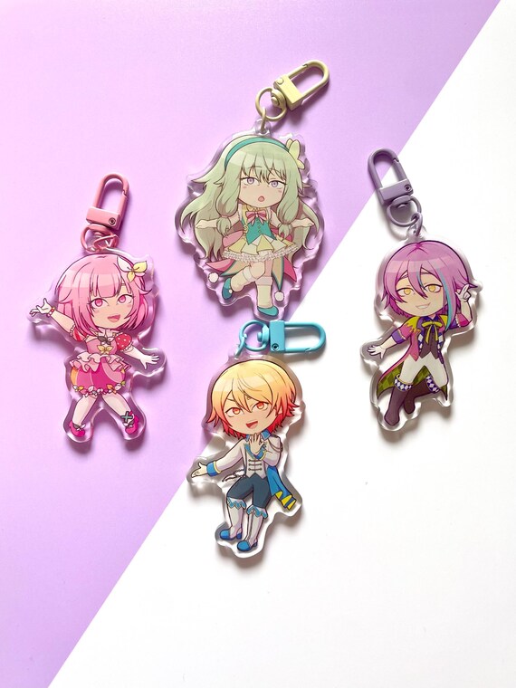 キーホルダー・アクリルキーホルダー Pink neon 3, blue 1, yellow 2. 6pcs Wonderland X Showtime Keychains - Emu, Tsukasa, Rui, Nene - Etsy
