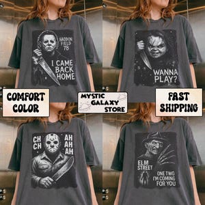 Comfort Colors® Horror Characters Halloween T-Shirt, Scary Movie Tee, Horror Movie Killers, Series Killer Halloween