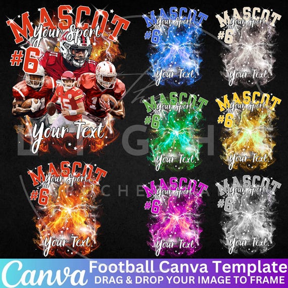 Football Mascot Shirt Editable Canva Template, Custom Homecomig and School Design, Photo Collage Shirt, 90s T Shirt PNG, DTF, Sublimation