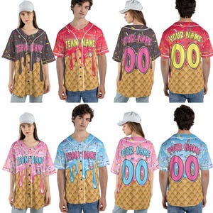Personalized Ice Cream Drip Baseball Jersey, Custom Sprinkle Drip Baseball Jersey, Matching Family Baseball Jersey, Game Day Summer Outfit