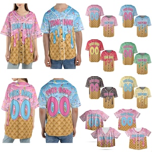 Personalized Ice Cream Drip Baseball Jersey, Custom Sprinkle Drip Baseball Jersey, Matching Family Baseball Jersey, Game Day Summer Outfit