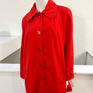 1960s Vintage Peter Pan Collar Swing Style Coat Tomato Red | Size Large