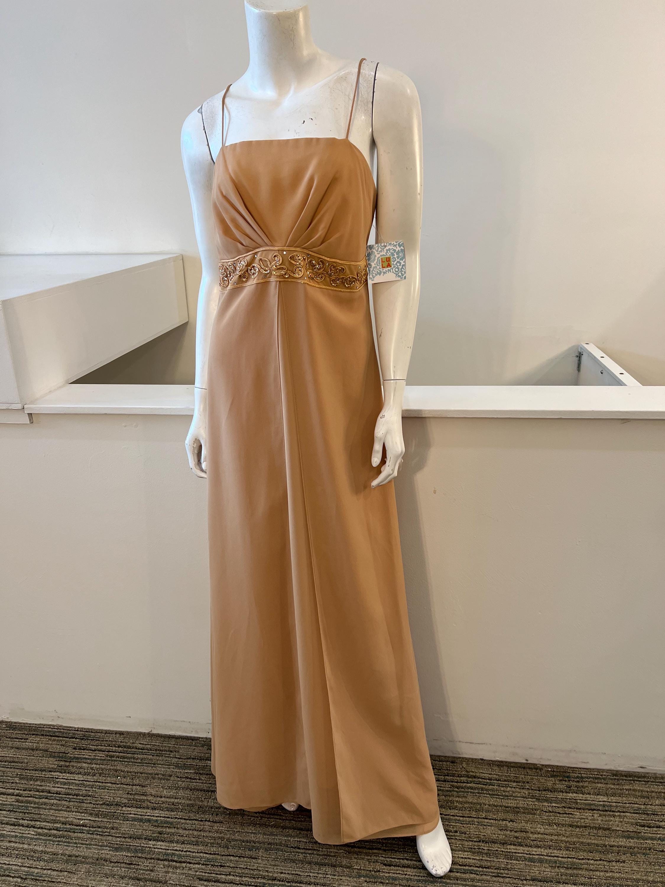 soft gold wedding dress Atria style 6531H Gold long dress Large / Magenta