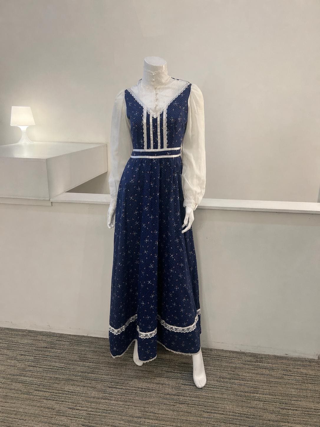 Victorian Blue Calico Dress