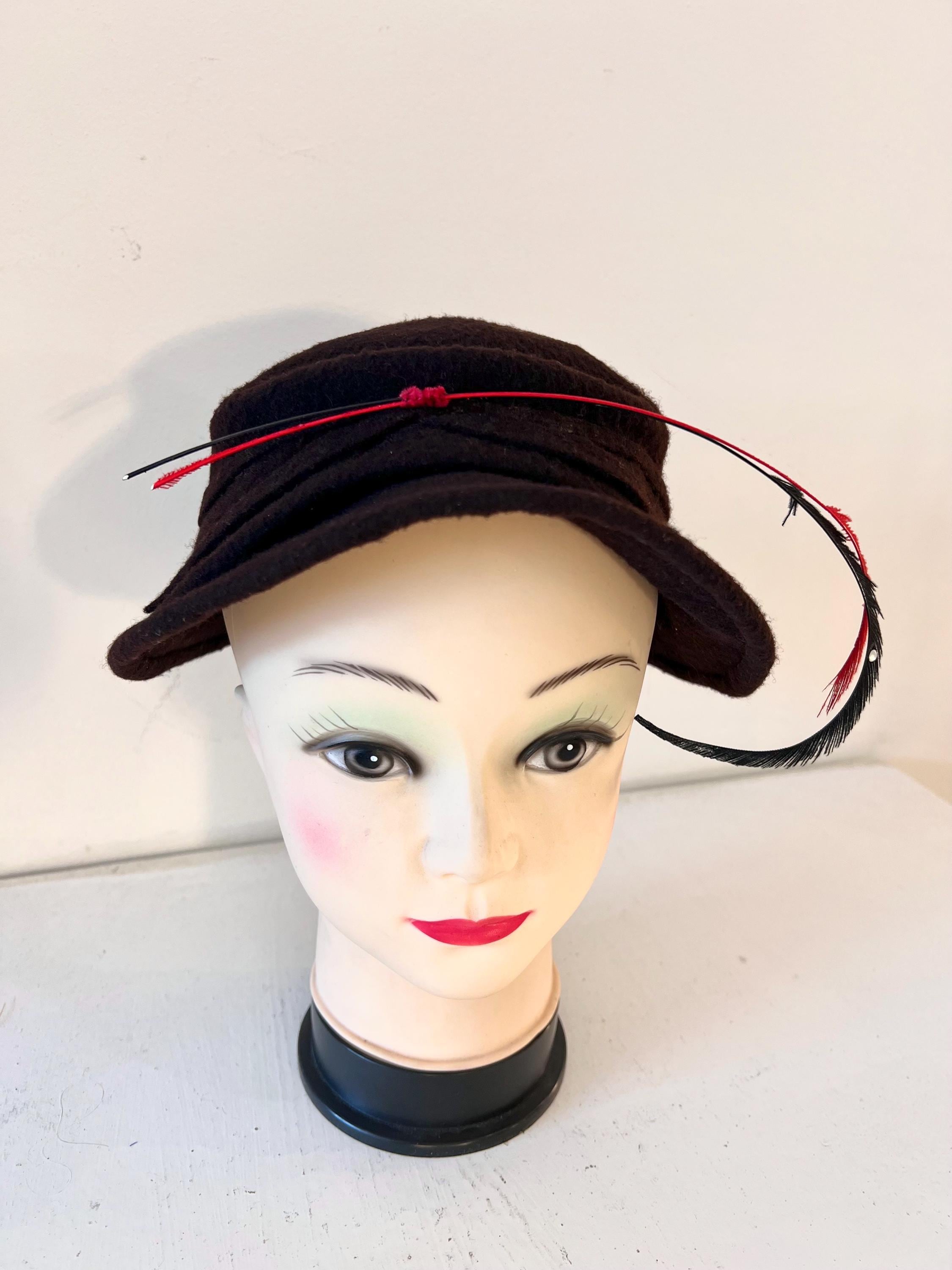 Vintage Italian Felt Cocktail Hat Beaded Bow Lou Johnson Tacoma Millinery ITALY! Italian Millinery - Etsy main image 2