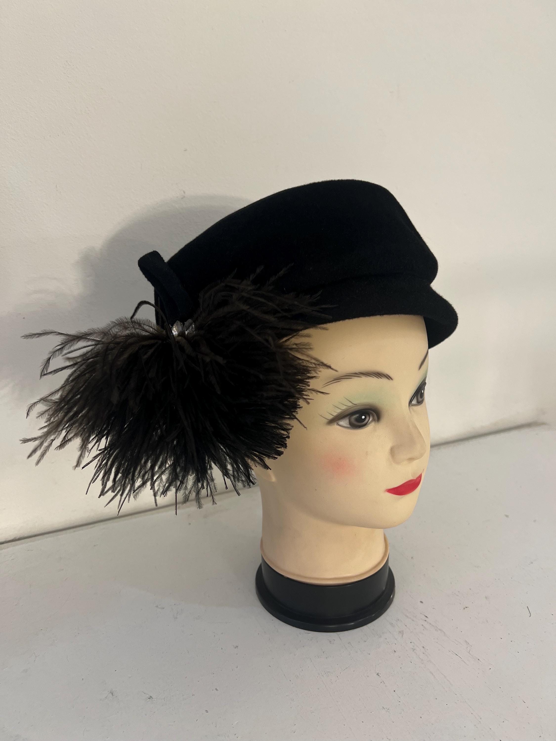 Vintage Designed By Laura Womens Full Feather Hat 1960s Mod Creative Art Deco Art Deco Feather One Size Vintage Hats for Women for sale | eBay main image 4