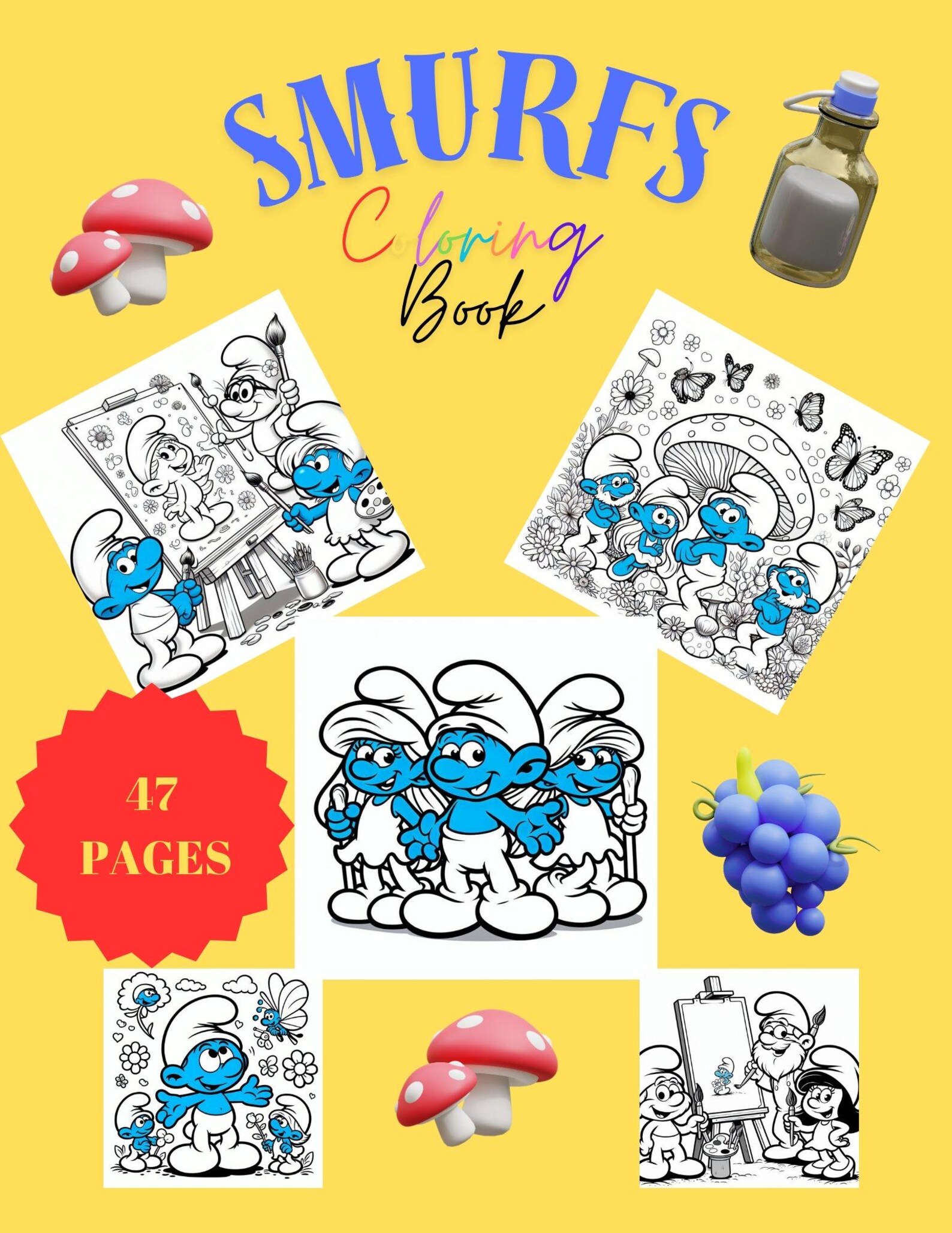 Stunning Smurf Coloring Book Photo Digital Art Stunning Smurf Coloring Book Photo Digital Art